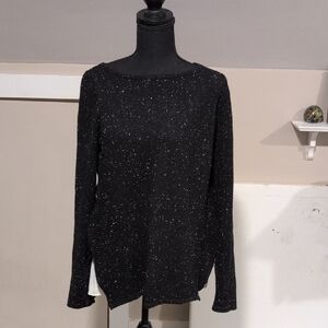 LOFT Black Sweater with White Flecks